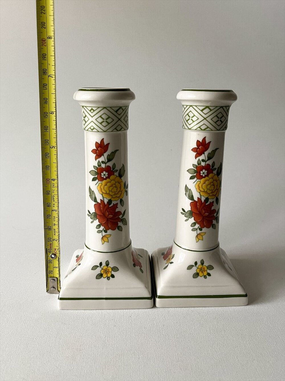 Pair Vintage Villeroy & Boch Summerday Floral Candlestick Holders W Germany - Picture 7 of 8